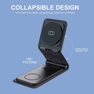 Portable 3 in 1 Wireless Charger Mobile Phones Foldable Fast Smart Magnetic Charging Convenient for IPhone 15 14 photo-3