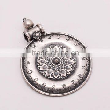 925 SOLID STERLING ANTIQUE SILVER FLOWER DESIGN PENDANT