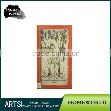 Orange Frame Wood Geranium Flower Vegetation Artificial Oil Painting