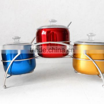 2014 Newest 3pcs stainless steel oil spice cruet with iron rack