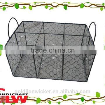 pc split willow & iron wire basket