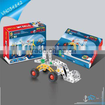 Intellectual DIY Metal kids Assembling Construction Toy Army Trucks