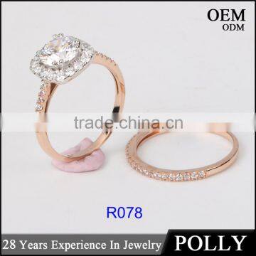 2016 Hot Sales Rose14K Solid Gold Jewelry Ladies Rings Set AAAAA CZ photo-2