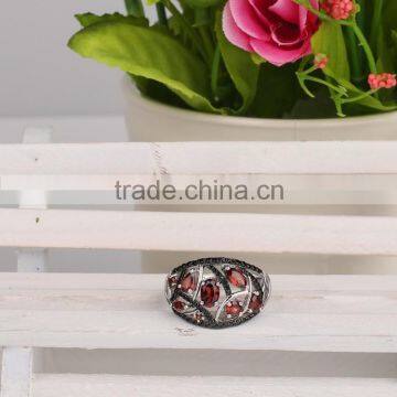 Cheap Price Oval Shape Hand Setting Natural Garnet Black Small Stone 925 Sterling Silver Ring photo-4