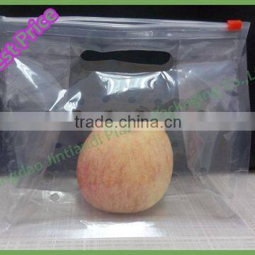 Customized Transparent Eight Edges Sealing Stand Up Slidder Zip Lock Fruit or Vegetables Bag with Hang Hole and Vent Holes