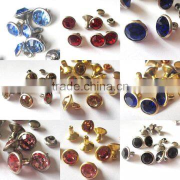 bling Colors rhinestone crystal diamond metal rivets round metal strass rivet fabric metal buttons