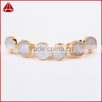 10mm Round Natural Agate Titanium AB Druzy Stone Stud Earrings photo-5