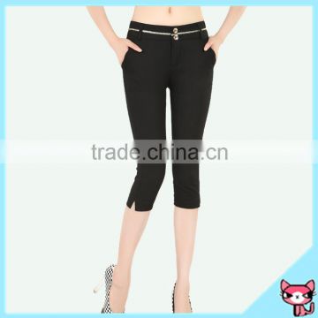 Jinjiang Produce Gold Button Black Tight Trousers