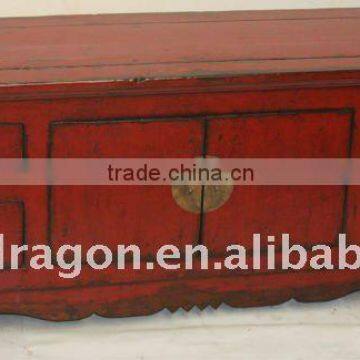 Chinese Antique Red Colour Kang Cabinet With Four Drawer Two Door 170*42*55CM