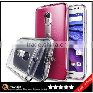 Keno All New Dust Free Cap Crystal Clear Shock Absorption TPU Bumper Hard Back Case for Motorola Moto G3