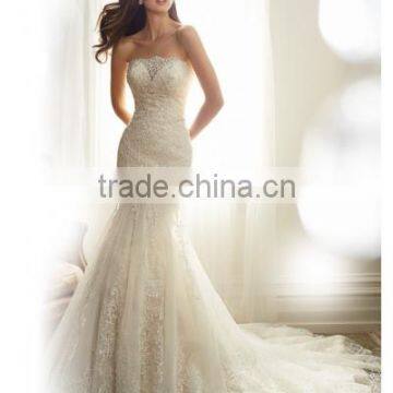 Lace Mermaid Wedding Dress Strapless Neckline Elegant Wedding Dresses Bridal Gowns