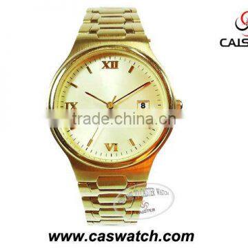 Golden wrist watch top brand with date of the window