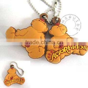 Manufacturer Souvenir Personality Rubber Bear Animal Keychain Attached Ball Chain