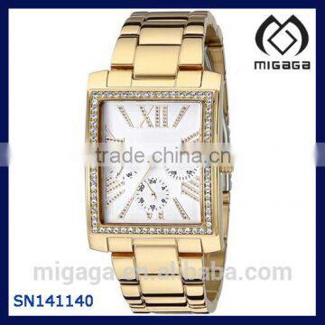 Women's Stunning Retro Gold-Tone Multi-Function Quartz Watch Yellow Gold 14K light gold plating