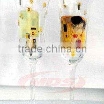 Clear Hand Painted Champagne Glass With Stem