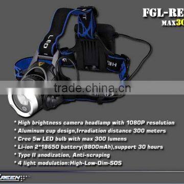 Aluminum Rechargeable 2x18650 Sport 5w Led Camera Headlamp photo-2