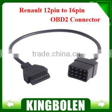 Renault 12 Pin OBD 2 Connector Adapter Car Accessories Diagnostic Extension Cable 16 Pin in stock