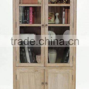 Antique Home useful living room and Study room Wooden and Glass Tall display cabinet (DT-992-OAK)