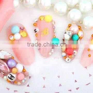Wholesale Sweet Candy Color Nail Art Design Newest 4mm Flat Back Half Round Resin Ball Beads Pearl Nail Decoration Wheel