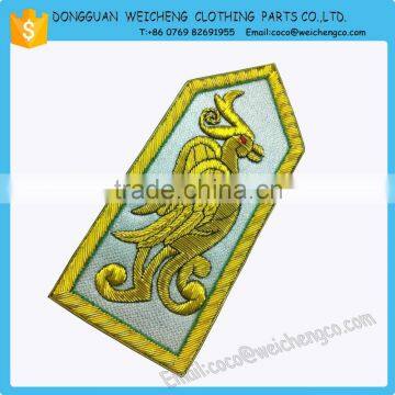 Hand Embroidery Badges with gold & silver bullion wire embroidery