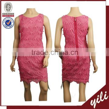 Embroider sleeveless wholesale evening dress peach color W-30108