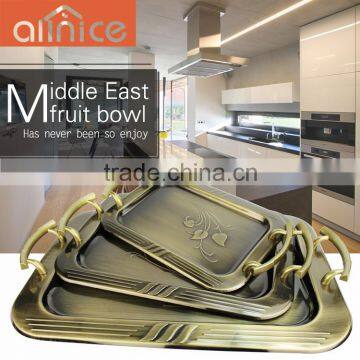 Fashion design gift items SS410 bronze plating stainless steel metal serving tray