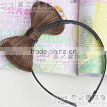 faux hair bowknot hair band bow hoop