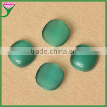 wholesale custom HS-45 green synthetic cat eye square cushion flat back colored glass cabochons