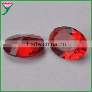 wuzhou hot sale jewelry making stone oval diamond cut red color glass gems