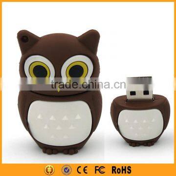 Real Capacity 1GB-64GB Wholesale Promotional PVC Cartoon Owl USB