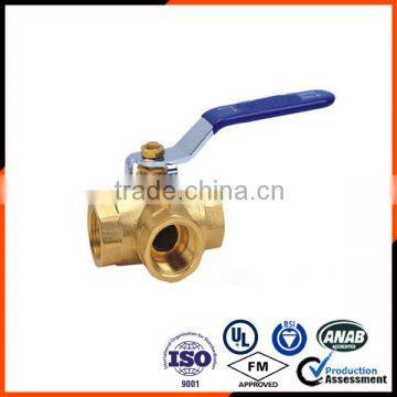 Brass T type three way ball Valve