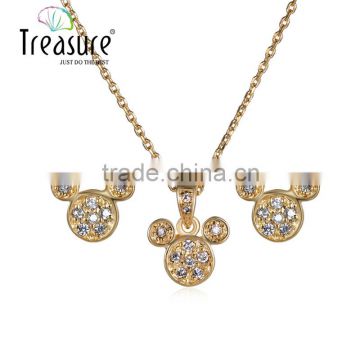 2015 brand new fashion Imitation Micky fashion ladies alloy diamond mickey jewelry set