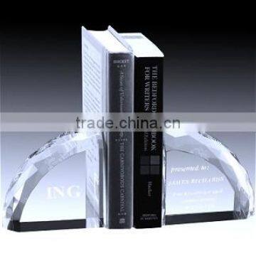 Wholesale cheap k9 crystal glass bookend with customized logo for office desk decoration