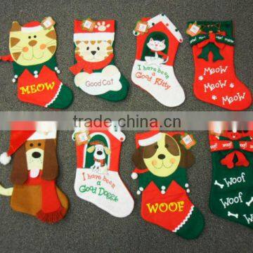 fleece decorative christmas stocking with applique embroidery