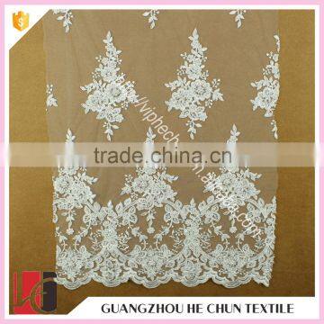 HC-5660-1 Hechun Classic Hot Models Pearl Bridal Lace Fabric for Woman Wedding Dress