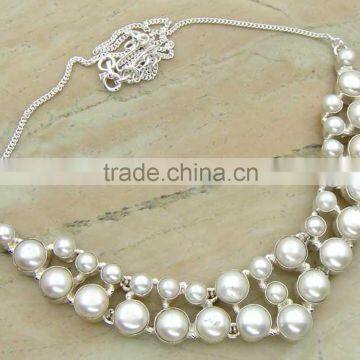 58.70ctw Genuine Pearl & wholesale necklace in .925 sterling silver