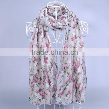 Flower Pattern Viscose Pashmina Shawl Scarf Voile Scarves 180*90 Pashmina Muslim Hijab photo-3