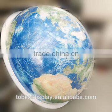 blow mould print globe map acrylic half sphere,hollow acrylic ball,plastic half ball with flange