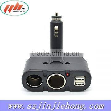 Electronic Cigarette Car Charger 3 Sockets With Dual USB 2 Cigarette Lighter Socket