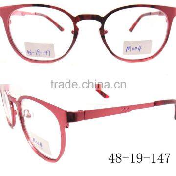 Latest round model stainless metal full rim pink color spectacle optical frame in Wholesale Price