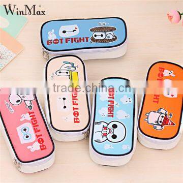 Large canvas wholesale pencil case for kids Baymax pen bag