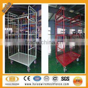 PVC coated roll metal storage cages with 4 wheels