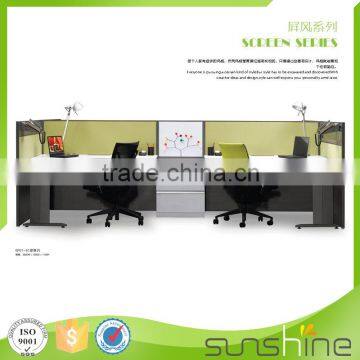 Office desks for two people white table aluminum frame panel partition metal leg