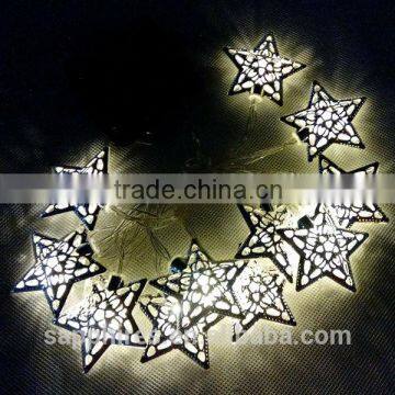 12L LED Solar Silver Mental Twinkle Lights Christmas Lights With Stars