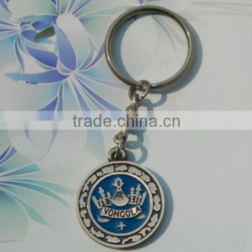 Custom souvenir round 3d metal trolley coin keychain