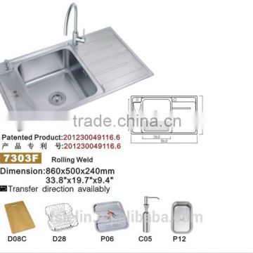 LELIN stainless steel kichen sinks with single bowls LL-7303F