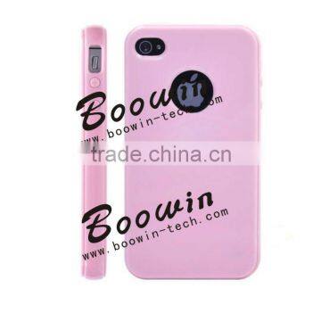 light pink Soft TPU Gel Crystal Jelly Case Cover for apple iphone 4s