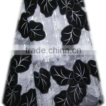 Top-one Fashion african french net lace with velvet and sequins