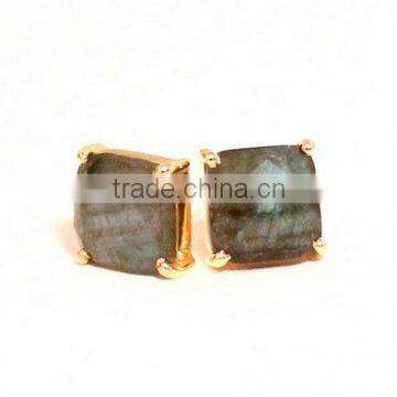 The Gopali Jewellers labradorite Gemstone Stud Gold Earrings Wholsale Fashion Jewellery