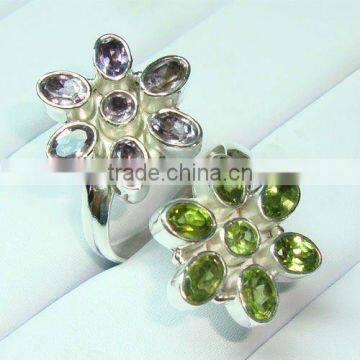 925 Handcrafted Peridot & Amethyst Ring